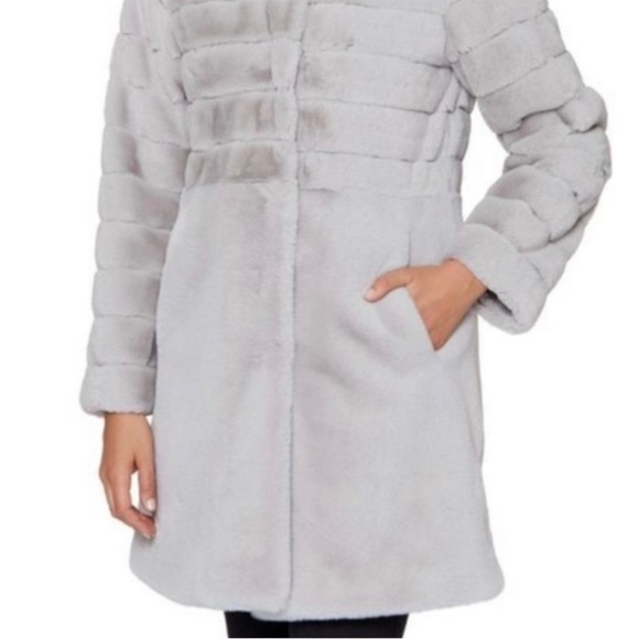 Jones New York Stand Collar Faux Fur Jacket NWT 2X Gray - Picture 6 of 7
